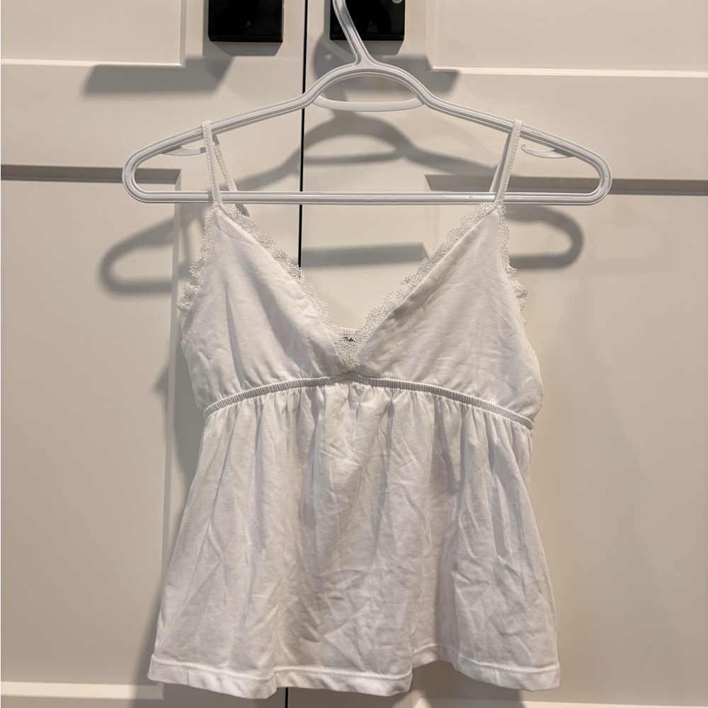 Chic White Lace Trim Camisole